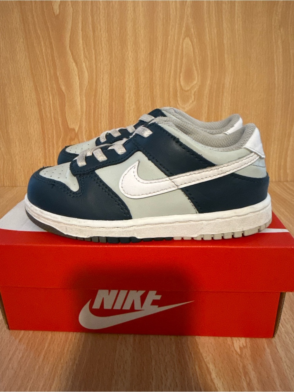 Nike Dunk Low (TDE) Kids’ in Deep Jungle Navy and Silver